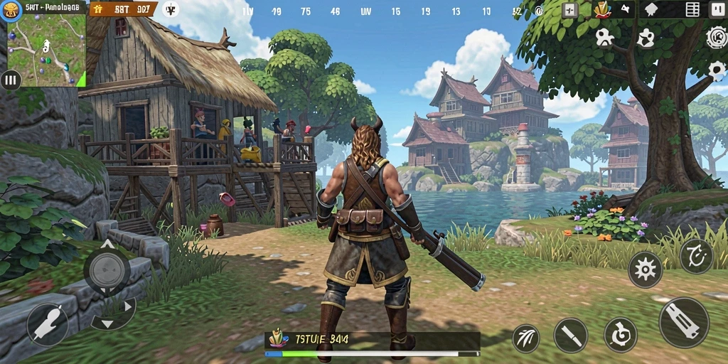 Screenshot gameplay 5RT menampilkan aksi petualangan di dunia fantastis.