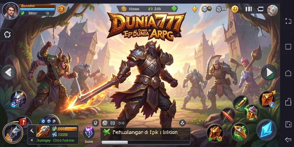Gameplay DUNIA777 yang epik dengan pertarungan seru di dunia fantasi.