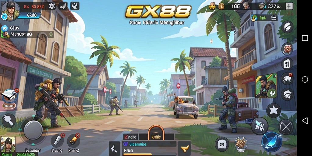 Screenshot GX88 menampilkan berbagai karakter dan misi menarik di gameplay Idle.