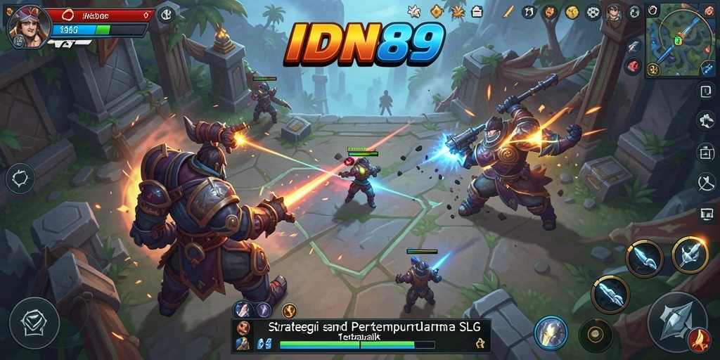 Tangkapan layar IDN89 menunjukkan aksi pertempuran yang intens dalam dunia SLG.