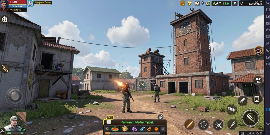 Tampilan gameplay yang memukau dari LG111 saat menara bertahan dari serangan musuh.