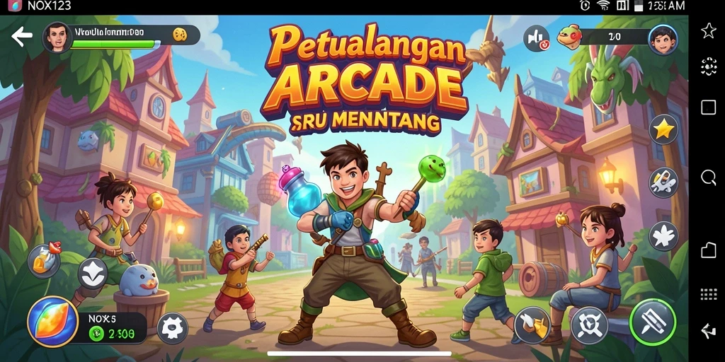 Tangkapan layar utama gameplay NOX123 dengan grafis menakjubkan.
