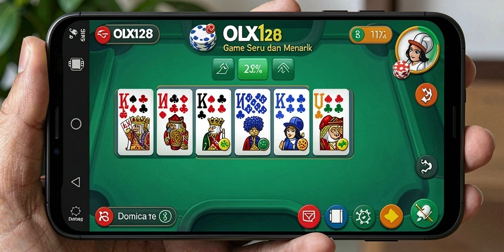 Tampilan gameplay seru dalam OLX128 yang menampilkan energi permainan Domino.