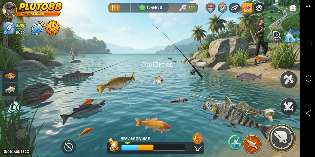 Tampilkan gameplay seru PLUTO88 dengan berbagai ikan menunggu untuk ditangkap.