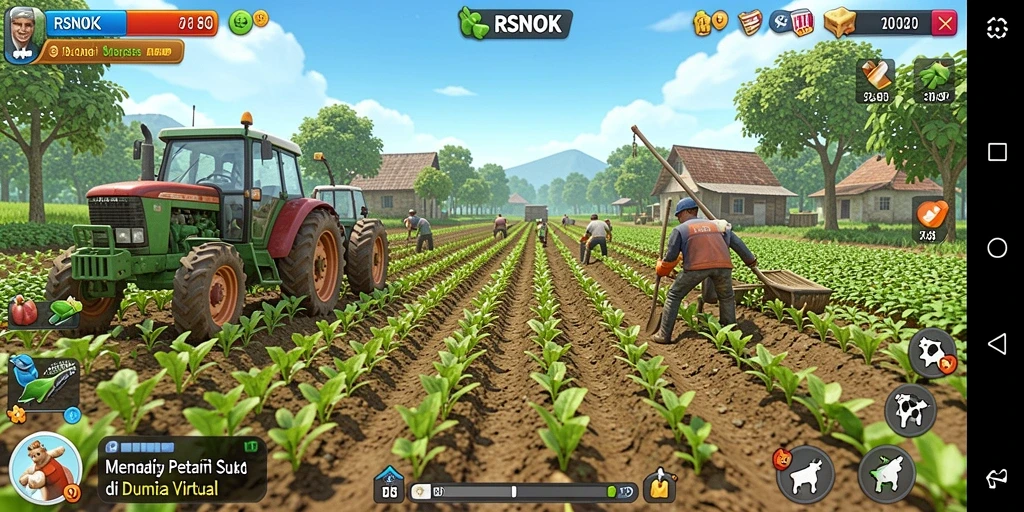 Gameplay RSNOK menampilkan keseruan bercocok tanam dan merawat hewan.