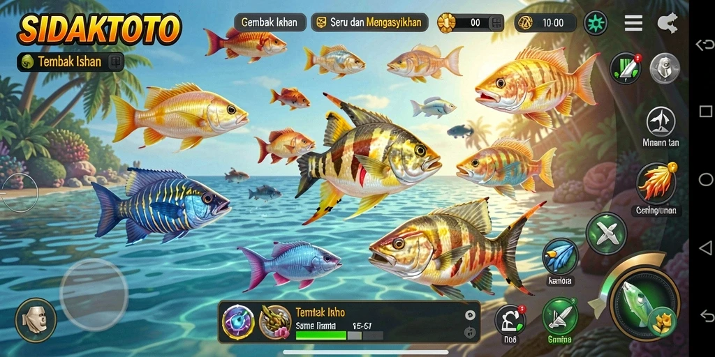Tangkapan layar gameplay Tembak Ikan yang memukau.