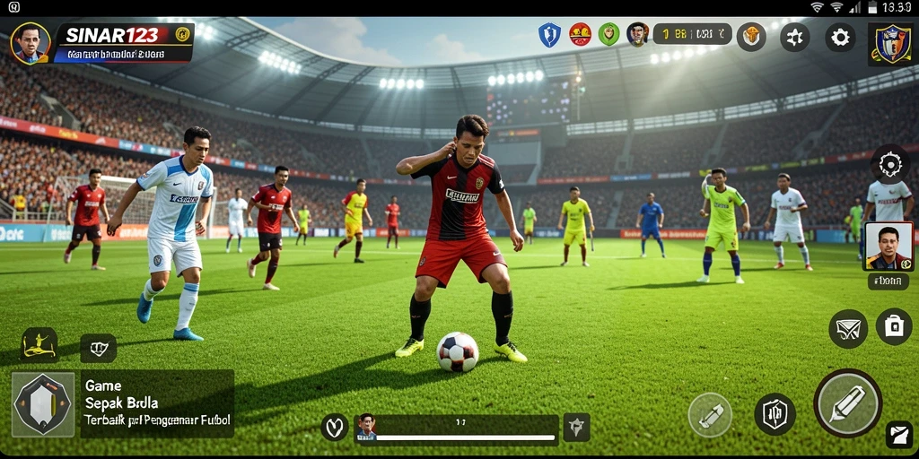 Tangkapan layar menunjukkan gameplay sepak bola yang mendebarkan.