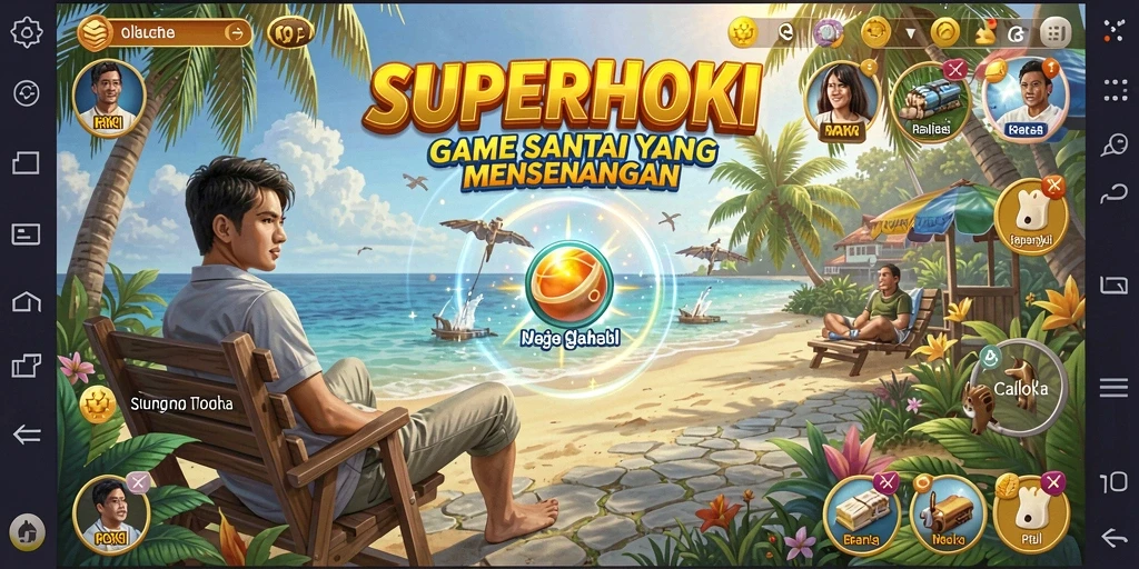 Tampilan menarik dari gameplay SUPERHOKI yang penuh warna.