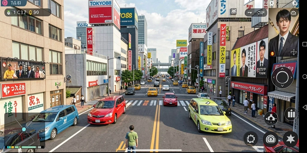 Tampilan gameplay dari TOKYO88 yang menunjukkan interaksi karakter di Tokyo.