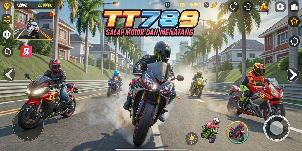 Gameplay seru balapan motor di lintasan menantang.