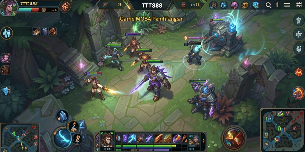 Gameplay seru TTT888 dengan pertarungan tim strategis.